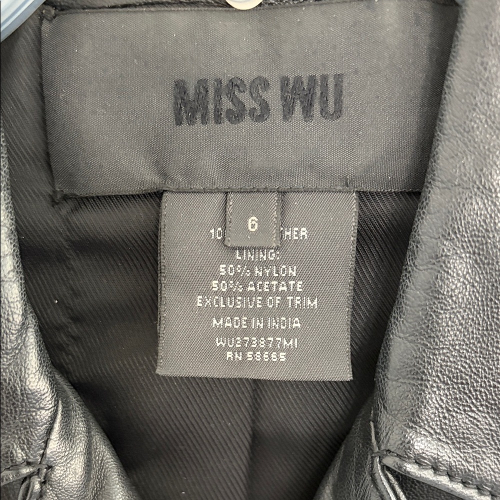 Miss Wu Women's Black Leather Jacket - Picture 2 of 9